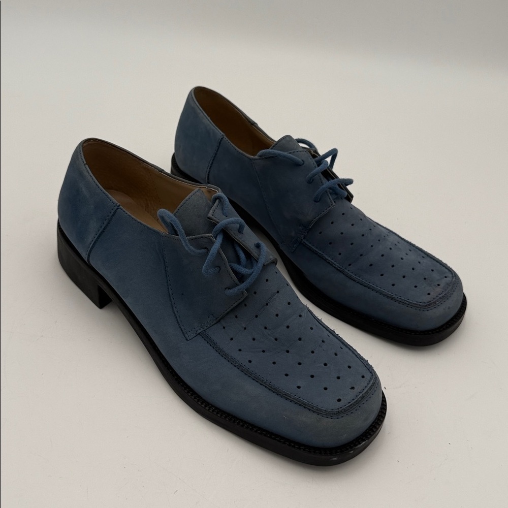 Vintage Diba women Navy Oxfords shoe lace up suede 9.5 Y2K office casual retro - Picture 11 of 11